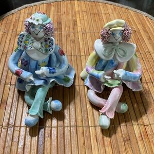 Set Of Two Small Porcelain Clowns by Gumps